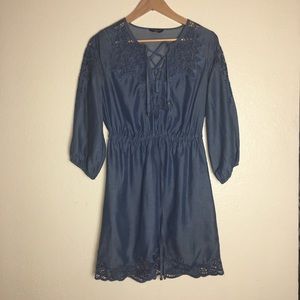 Bebe V Neckline with Lace Up Details Dress